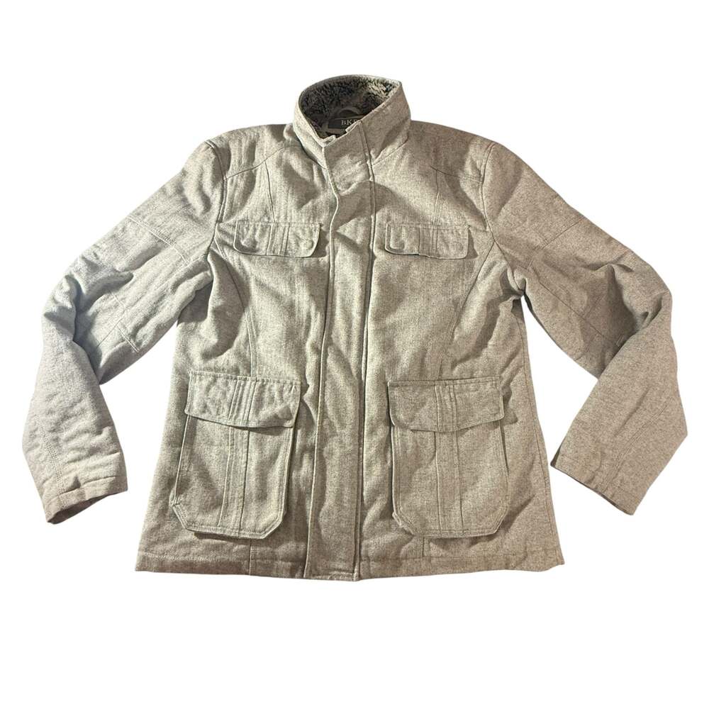 BKE Men's Herringbone Quilted Faux Fur Collar Field Jacket XL